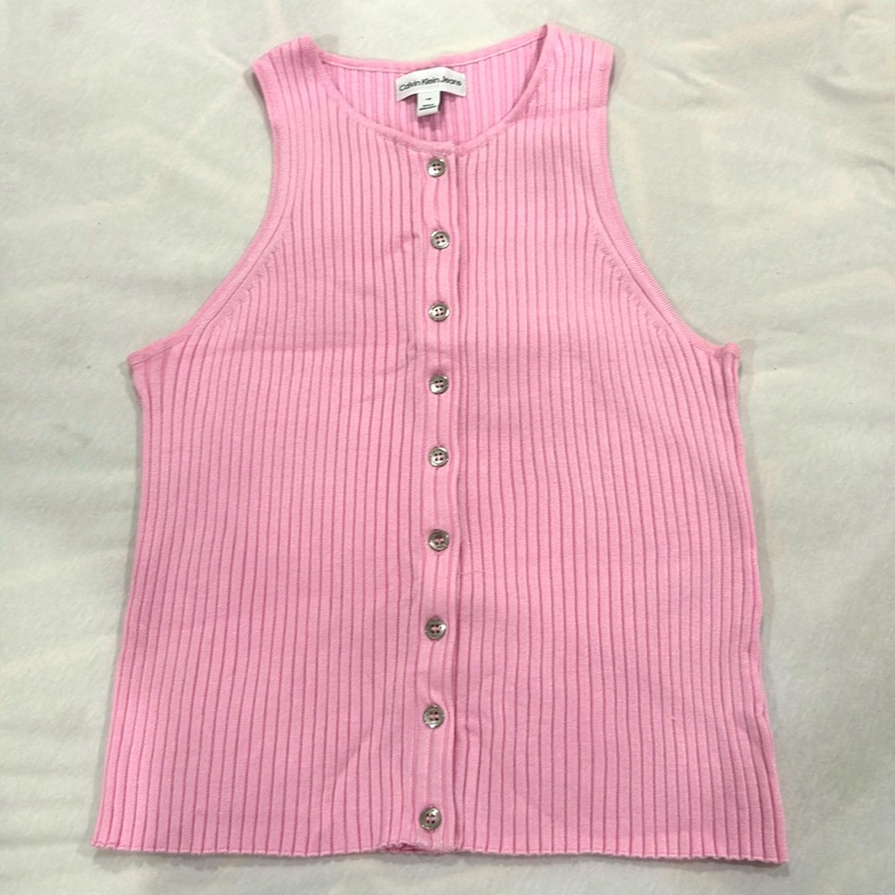 Soft Pink Top with buttons along the middle